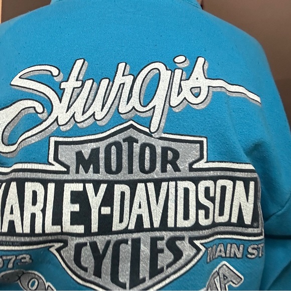 Vintage sweater shirt sturgis HD size small turquoise motorcycle retro - Picture 4 of 7